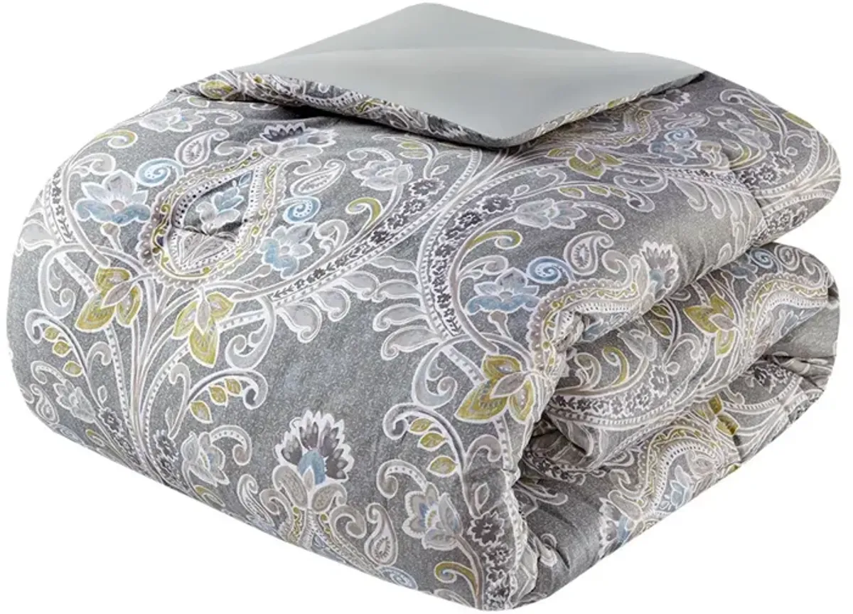 Gracie Mills Brant 6-Piece Damask Cotton Sateen Comforter Set