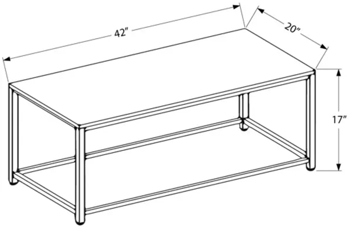 Monarch Specialties I 3160 Coffee Table, Accent, Cocktail, Rectangular, Living Room, 42" L, Metal, Tile, Brown, Transitional