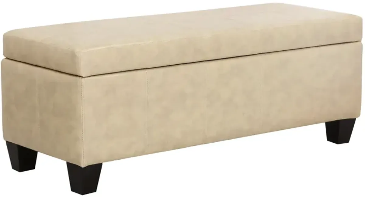 WestinTrends 42" Wide Faux Leather Rectangle Ottoman With Storage