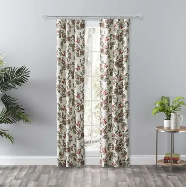 Ellis Curtain Madison Floral Design Printed Natural Ground 3" Rod Pocket Tailored Panel Pair