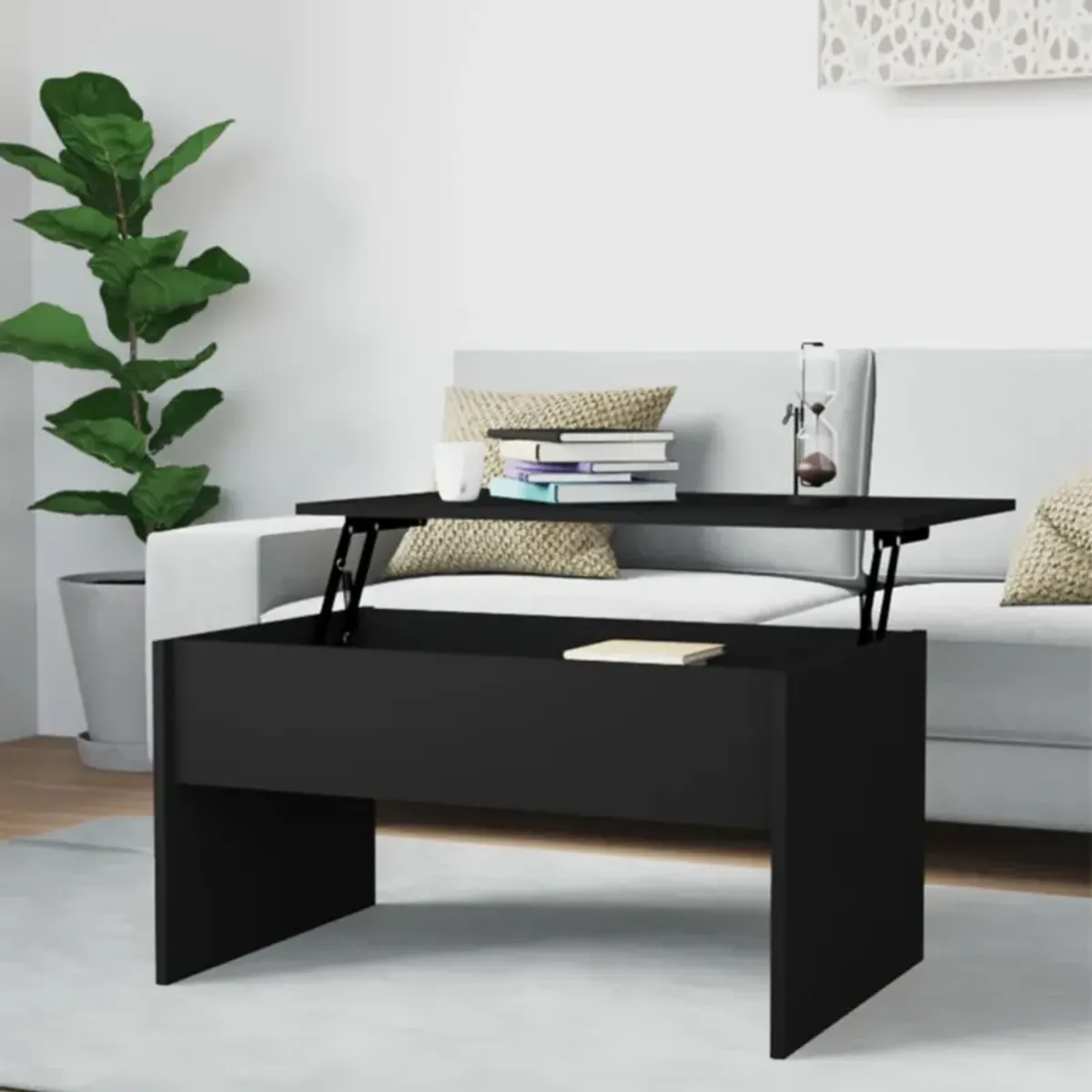 vidaXL Coffee Table Black 31.5"x19.9"x16.3" Engineered Wood