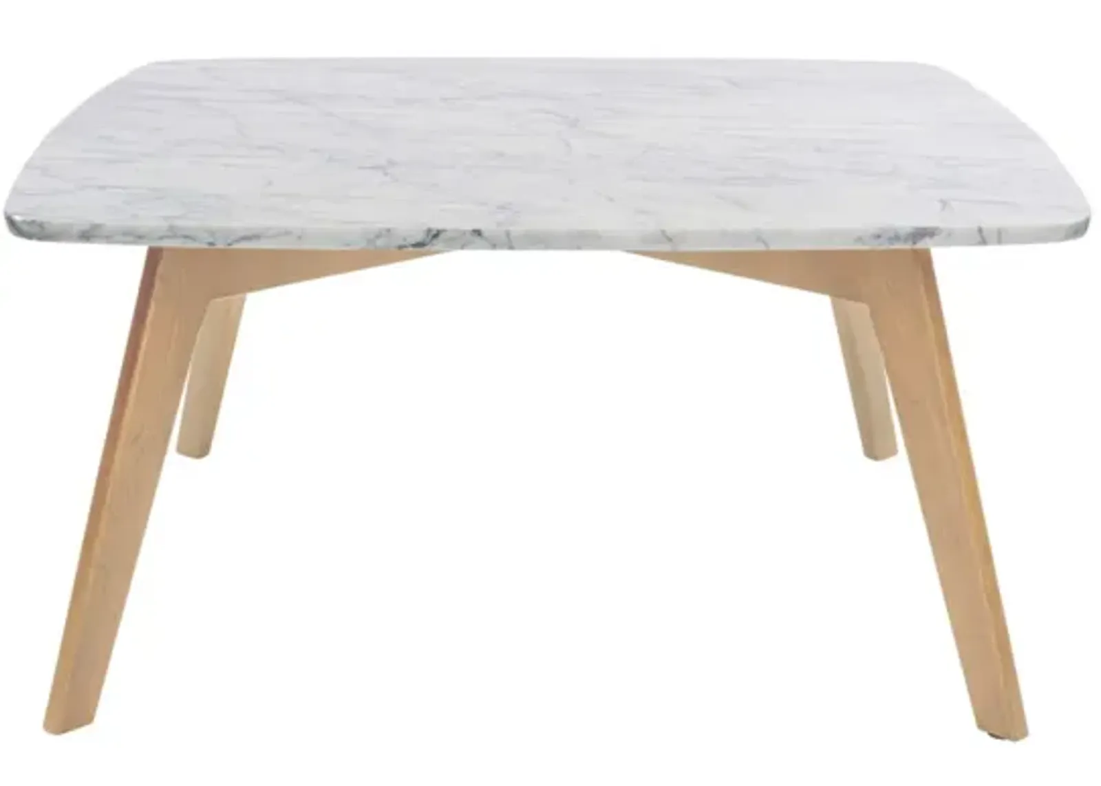 Vezzana 31" Square Italian Carrara White Marble Coffee Table with Legs