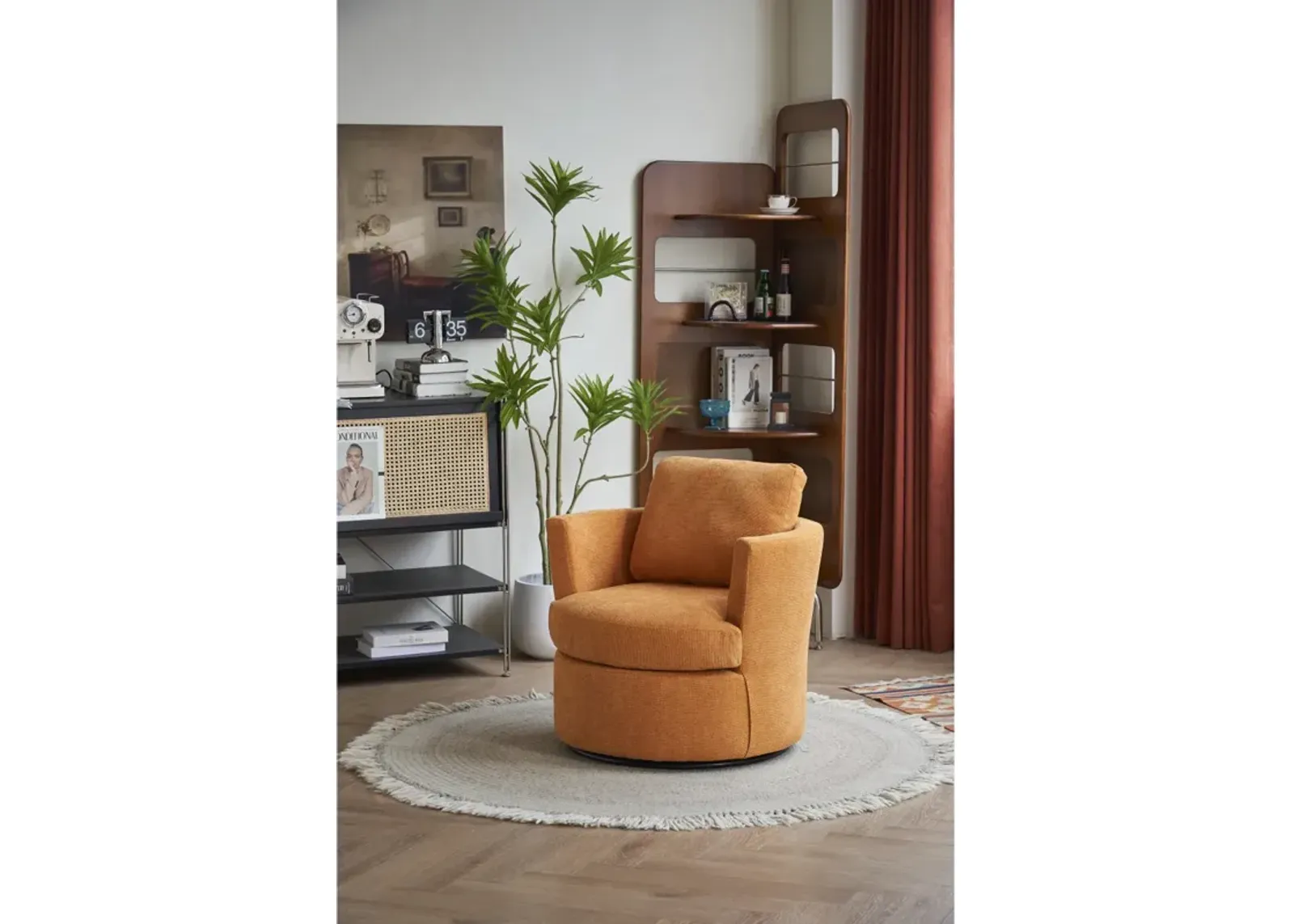 Yellow Swivel Accent Chair for Living Room or Office