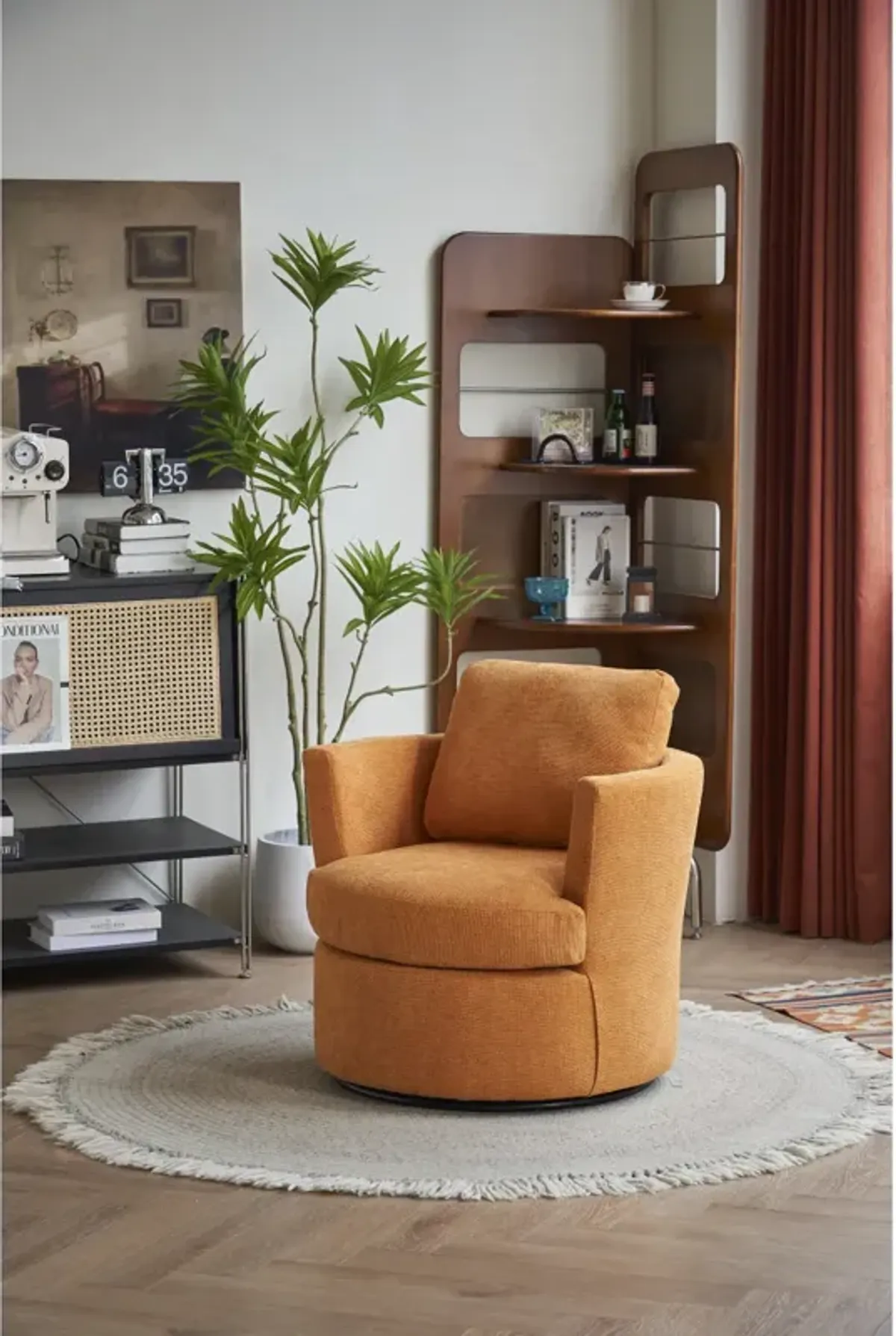 Yellow Swivel Accent Chair for Living Room or Office