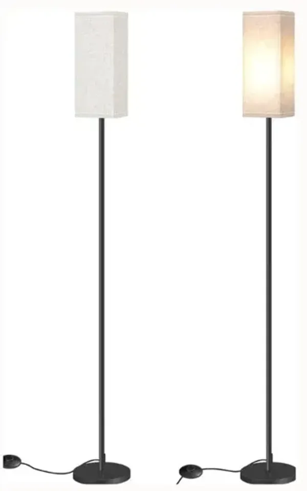 2-Pack Modern Floor Lamps – Black & Beige, 64.6" Tall, Foot Switch, E26 Base