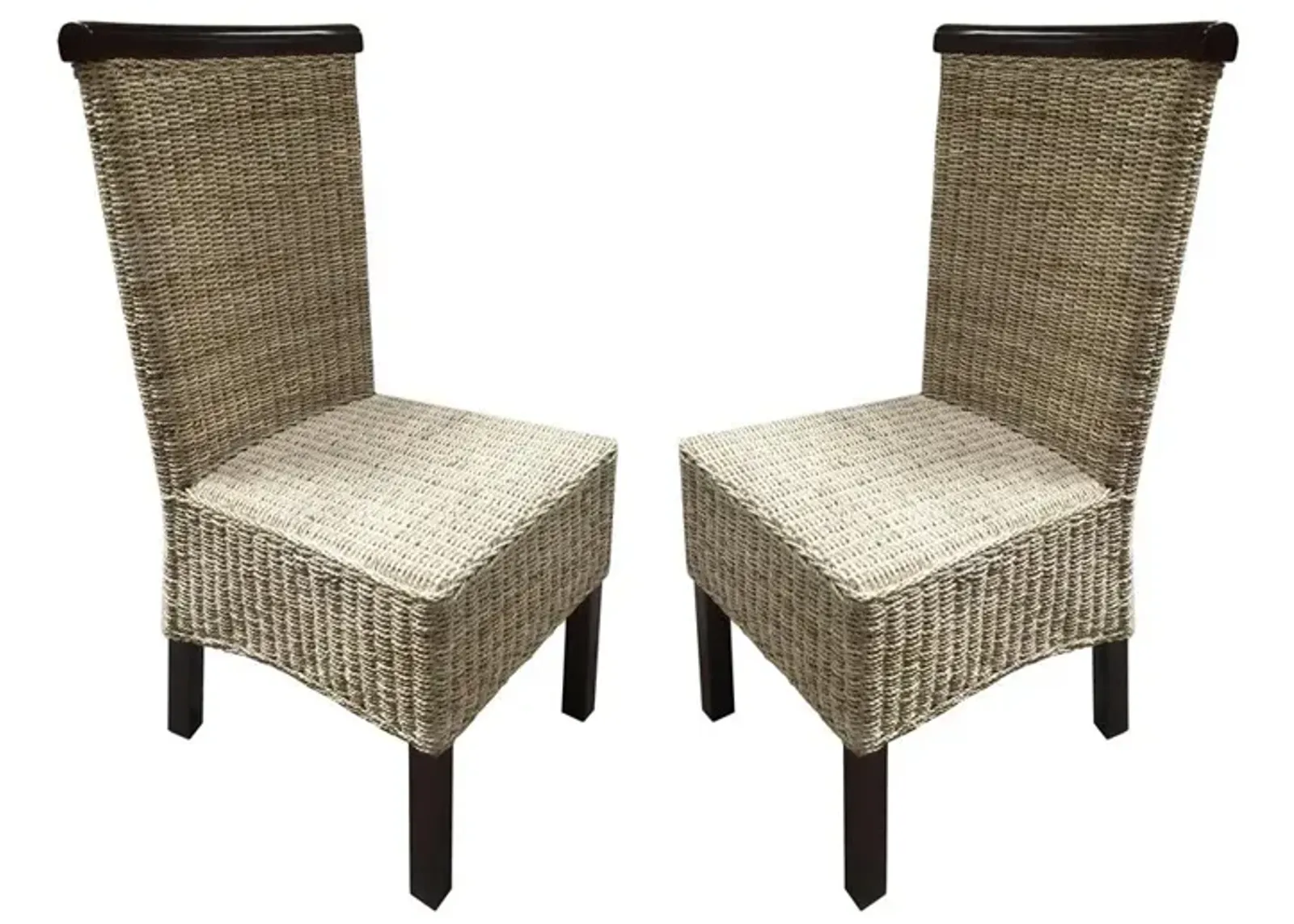 Abaca & Wood Dining Chair-(2pc Set)