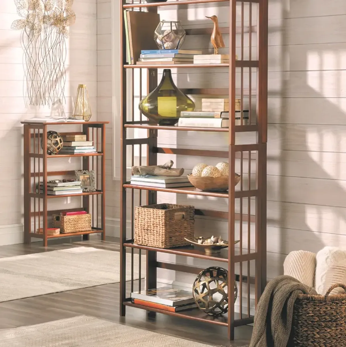 Casual Home 3-Shelf Stackable 27.5" Wide-Chestnut fold Bookcase