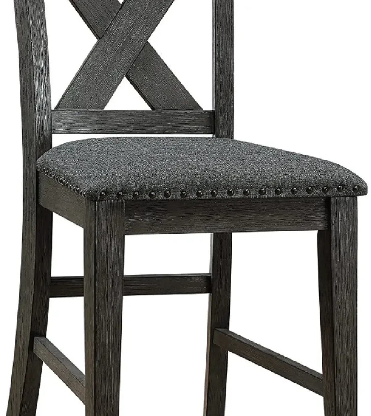 Chair with High X Shaped Back and Nailhead Trim, Set of 2, Brown - Benzara