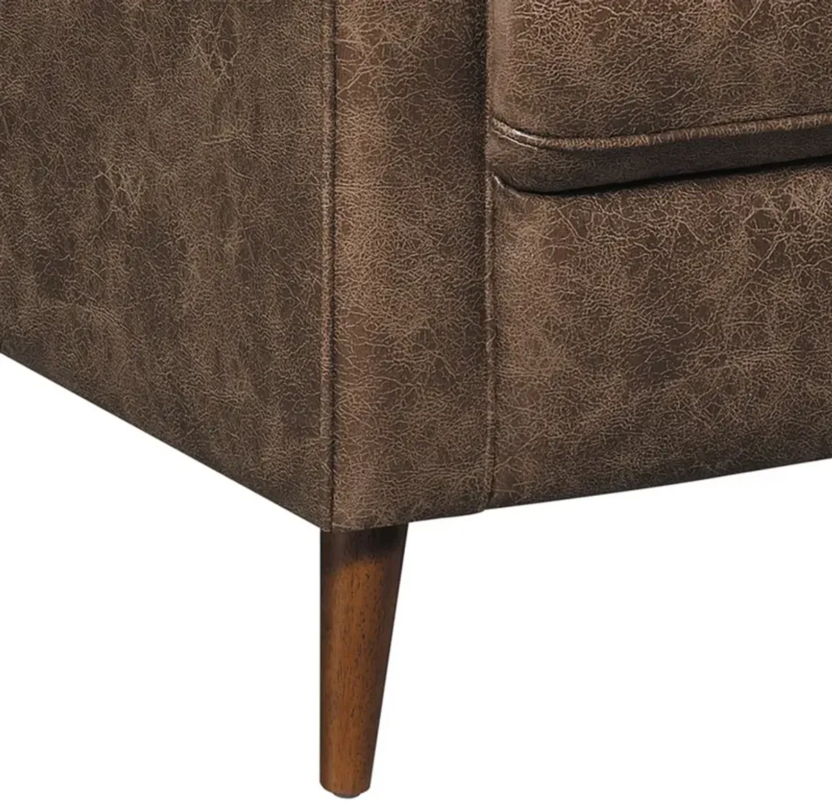 31 Inch Push Back Recliner, Tufted, Tapered Legs, Rich Brown Faux Leather - Benzara