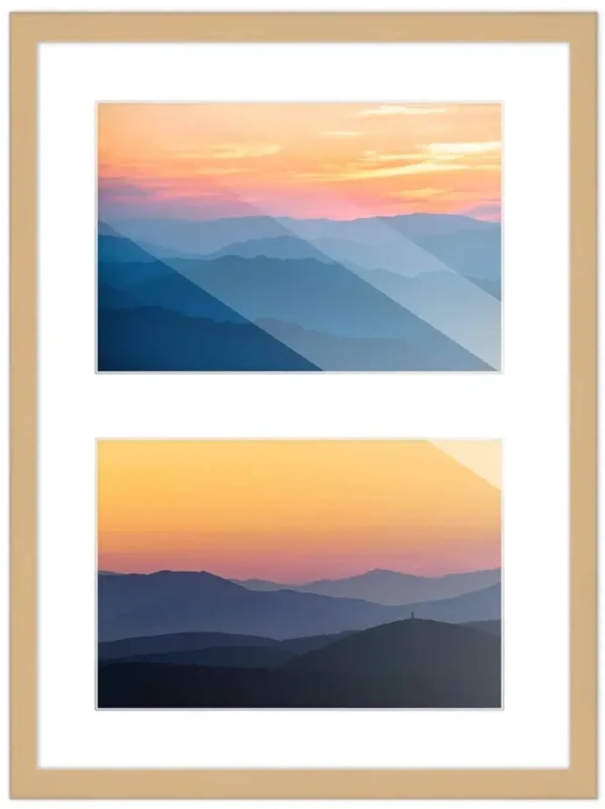 8x10 Wood Collage Frame with White Mat for 2 4x6 Pictures