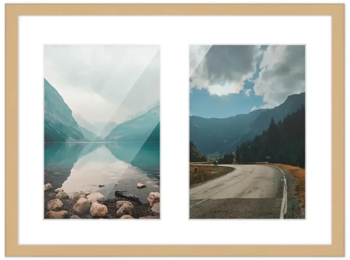 8x10 Wood Collage Frame with White Mat for 2 4x6 Pictures