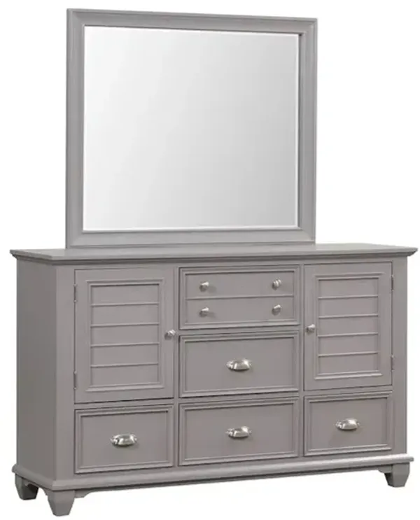 New Classic Furniture Jamestown Wood 5-Drawer Dresser with Mirror, Gray
