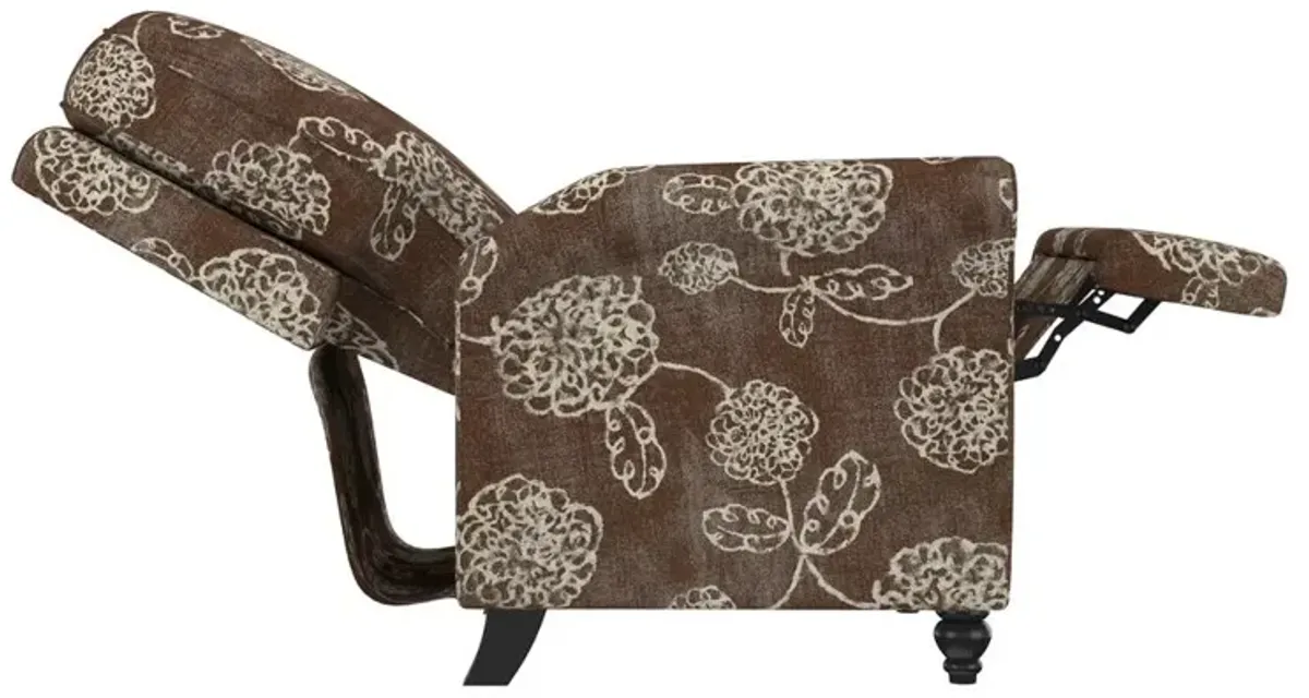 ProLounger Pushback Recliner in Chocolate Brown Floral Print