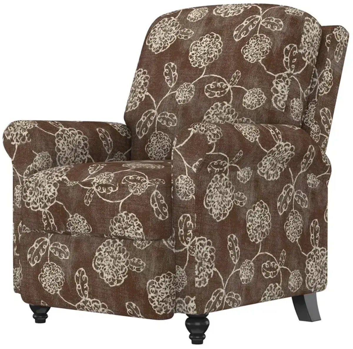 ProLounger Pushback Recliner in Chocolate Brown Floral Print