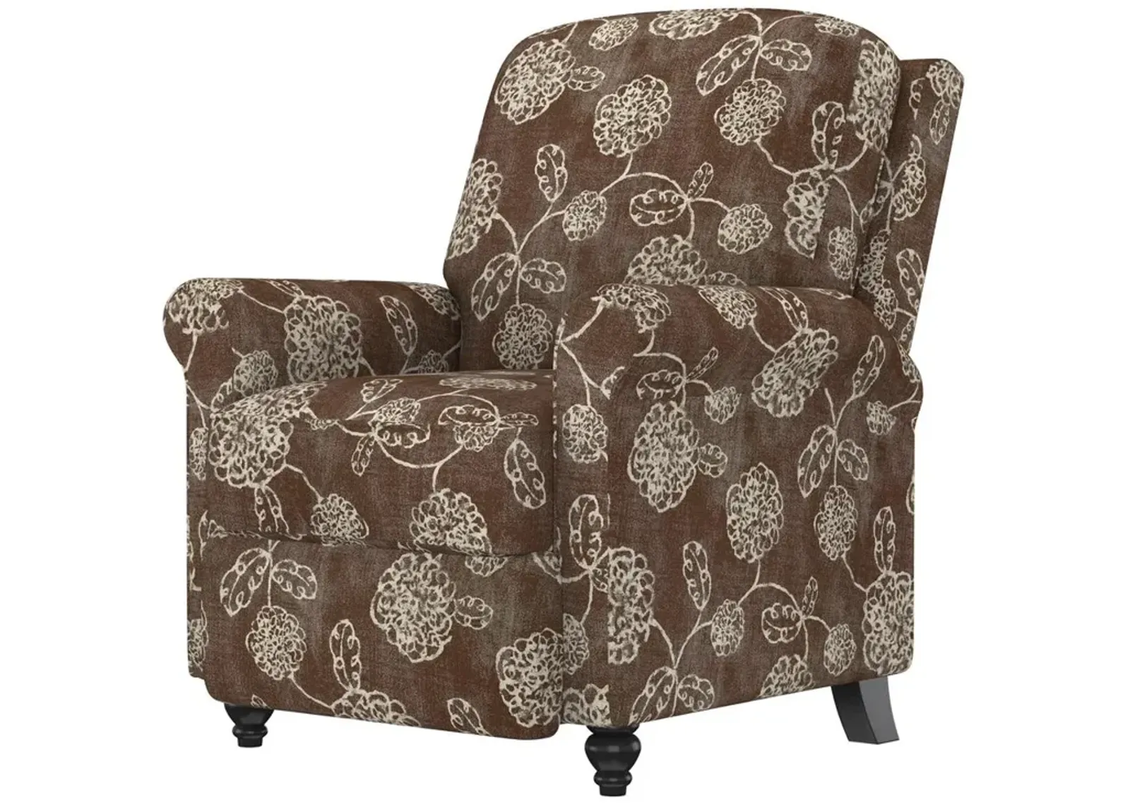 ProLounger Pushback Recliner in Chocolate Brown Floral Print