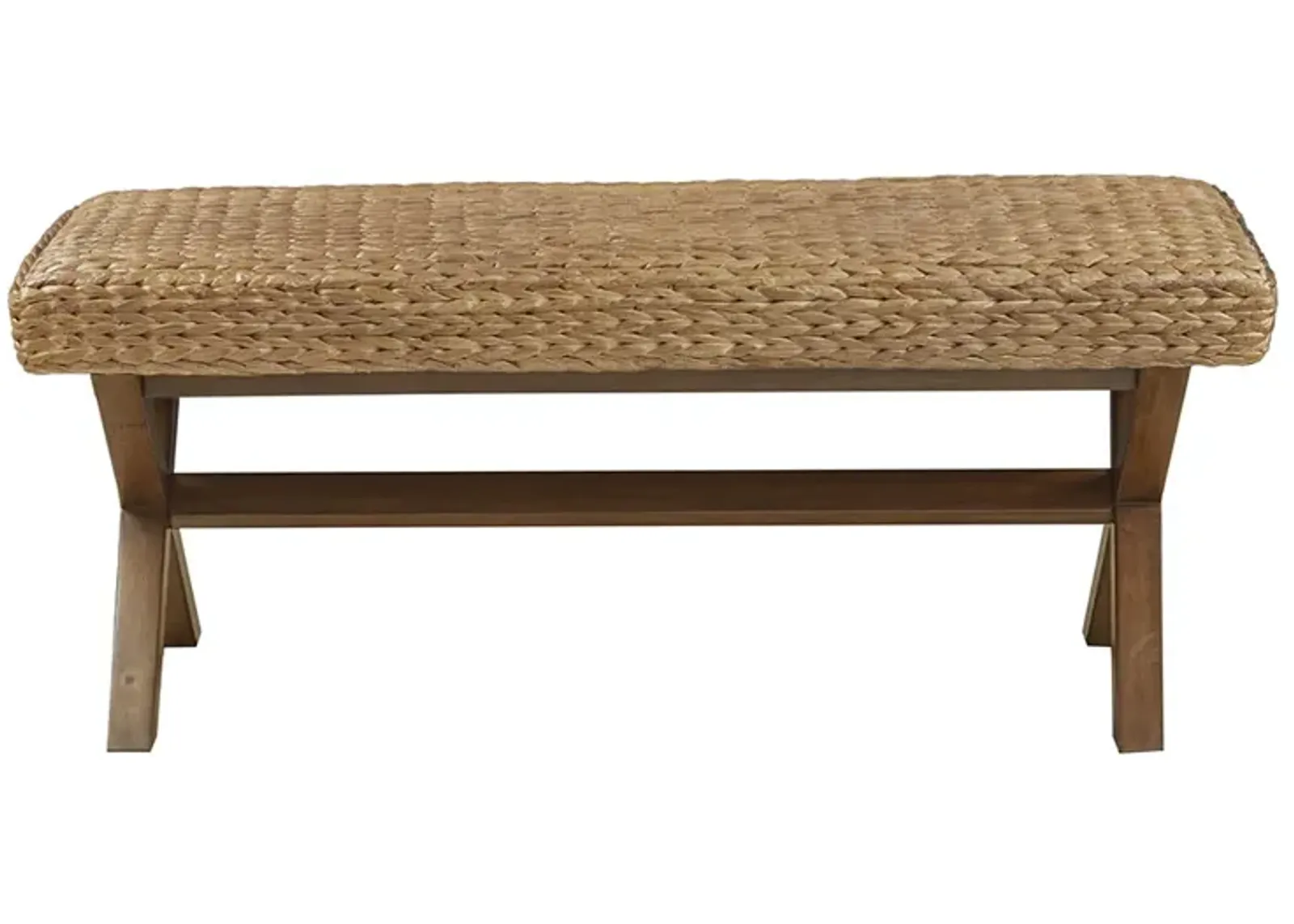 Gracie Mills Azami Mahogany Bench with Water Hyacinth Seat