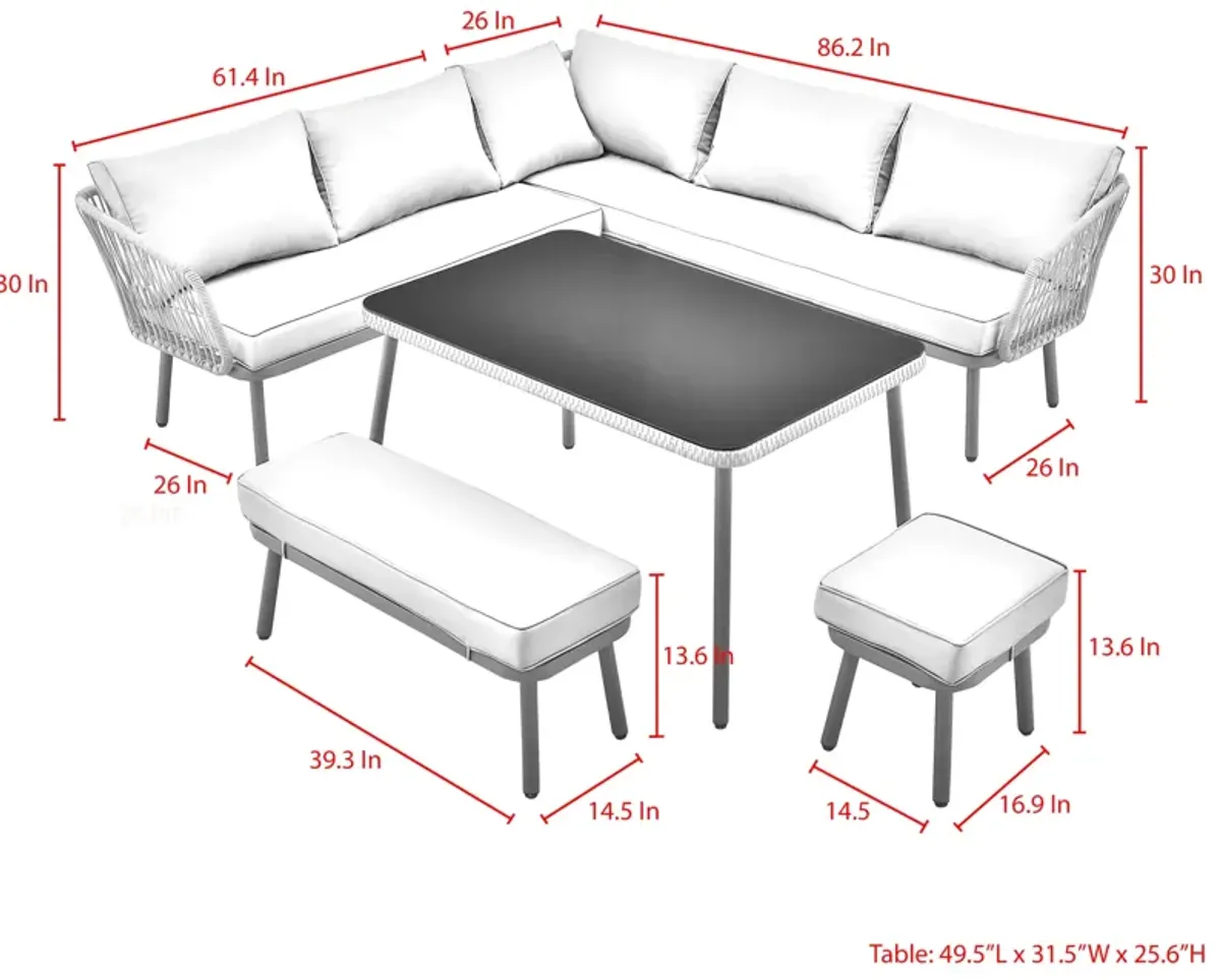 Inspired Home Brailynn  Outdoor 5pc Seating Group