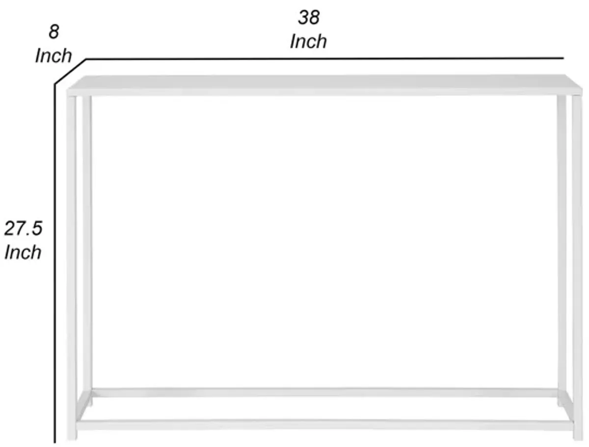 Eme 38 Inch Console Table, Rectangular Top, White Finish Metal Frame  - Benzara