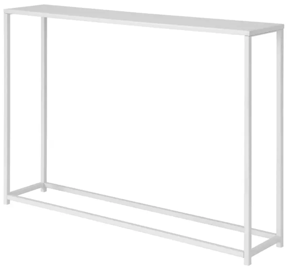 Eme 38 Inch Console Table, Rectangular Top, White Finish Metal Frame  - Benzara