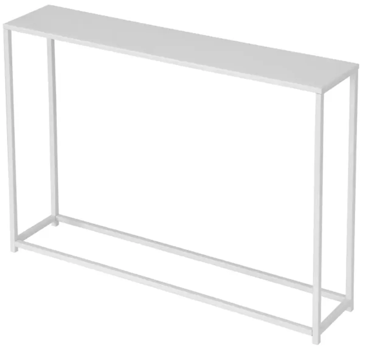 Eme 38 Inch Console Table, Rectangular Top, White Finish Metal Frame  - Benzara