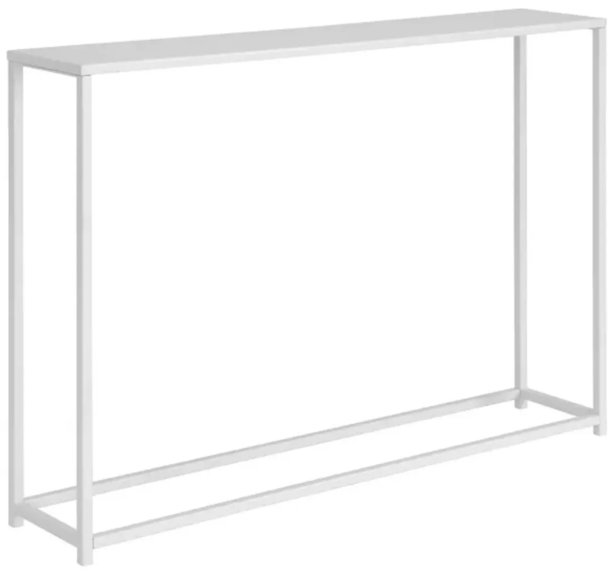 Eme 38 Inch Console Table, Rectangular Top, White Finish Metal Frame  - Benzara