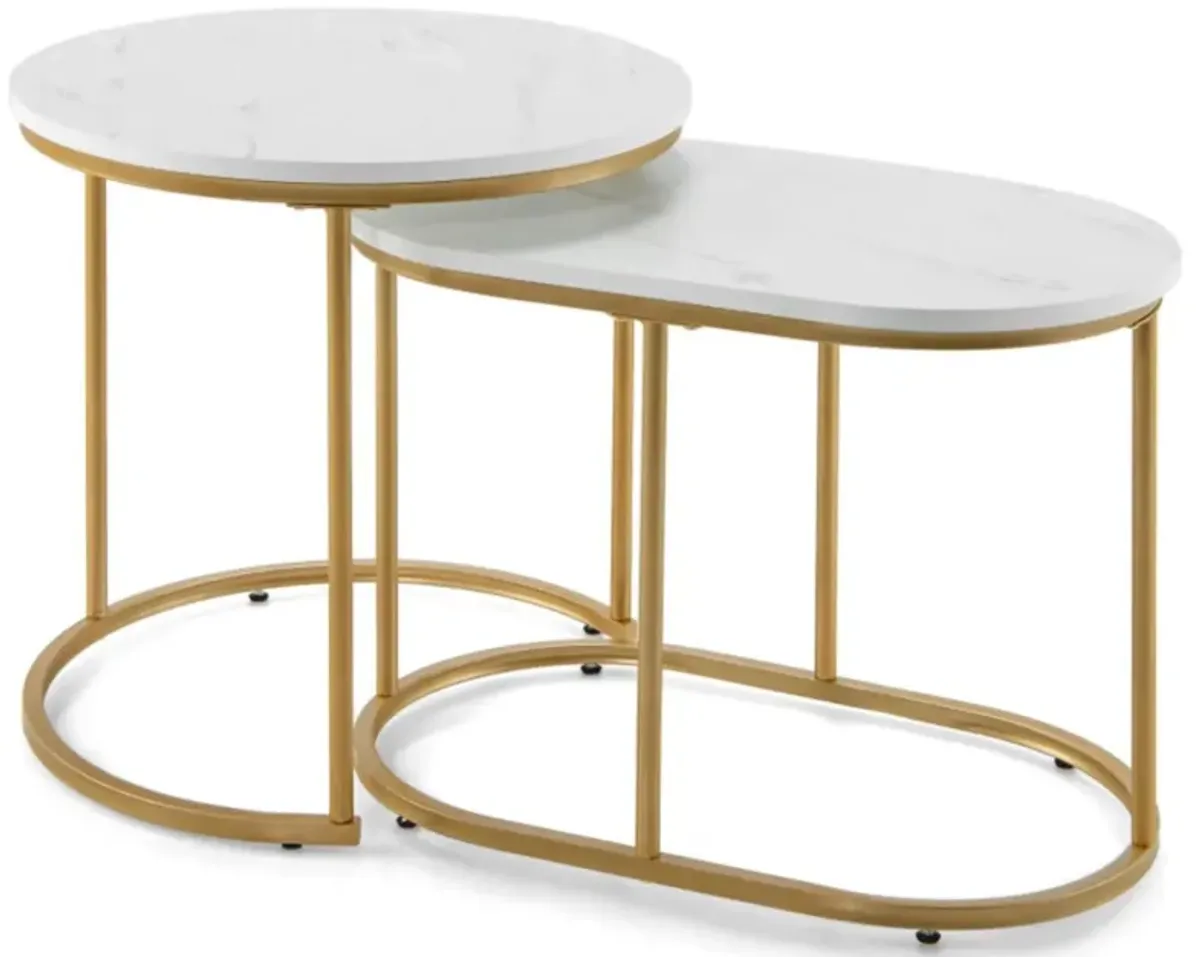 Hivvago Modern Nesting Coffee Table Set of 2-White