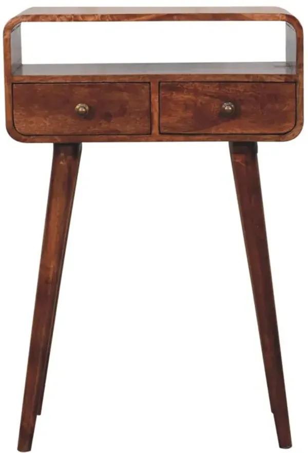 Artisan Furniture Solid Wood Mini Curved Honey Caramel Console Table