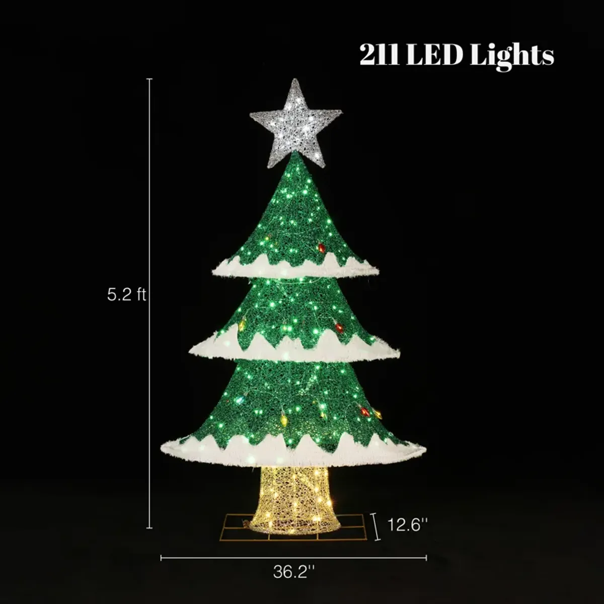 LuxenHome Lighted Green Christmas Tree Indoor and Outdoor Holiday Decoration