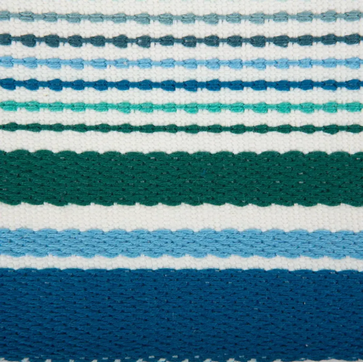 Set of 6 Blue and White Tidal Stripe Fringed Rectangular Placemats 19"