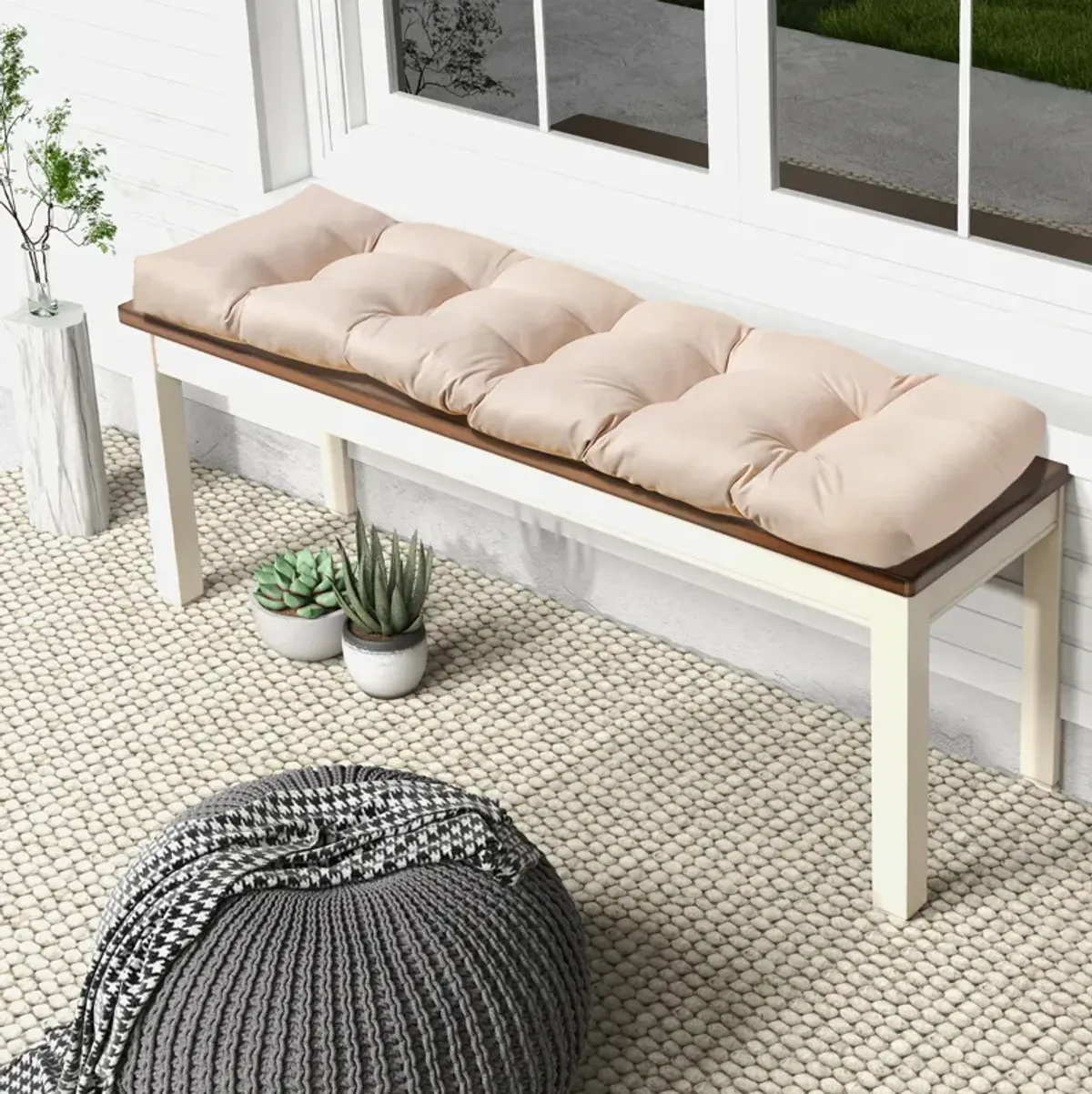 Indoor Outdoor Tufted Bench Cushion with Soft PP Cotton