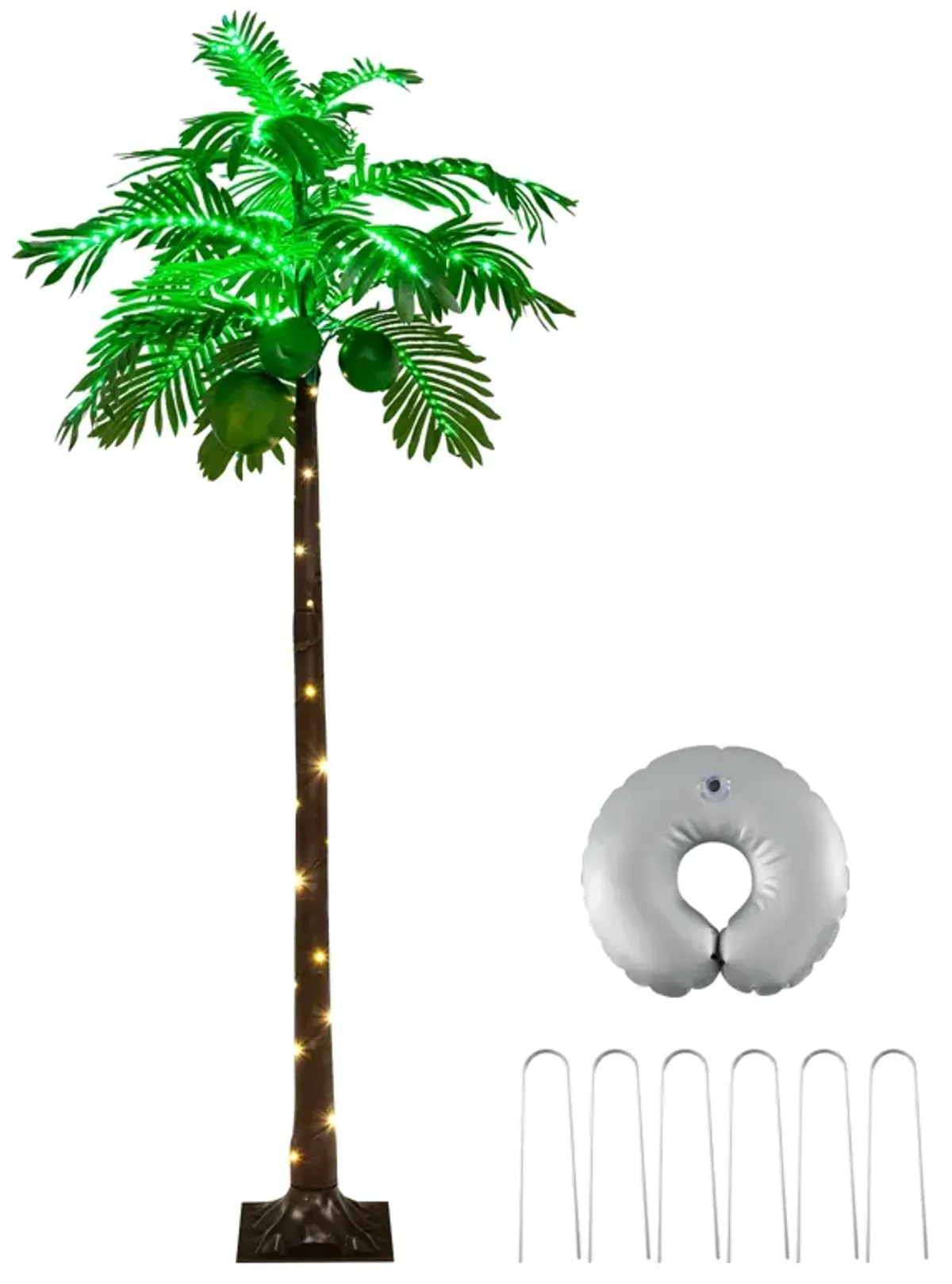 6 FT LED Lighted Artificial Palm Tree Hawaiian Style Tropical with Water Bag