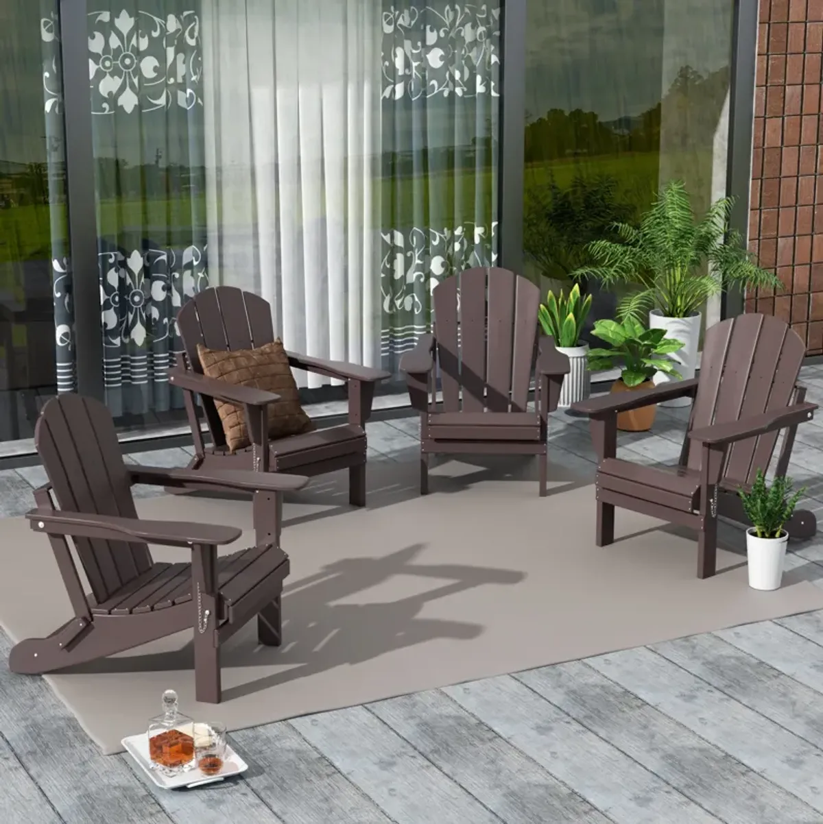 WestinTrends Outdoor Patio Folding Adirondack Chair (Set of 4)