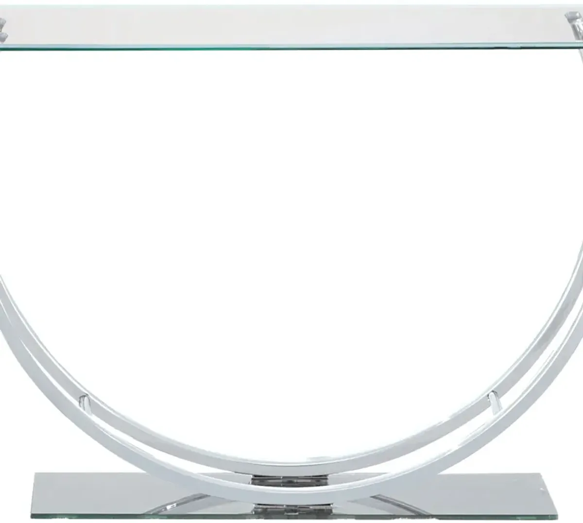 Contemporary U Shape Glass Tabletop Sofa Table, Silver-Benzara