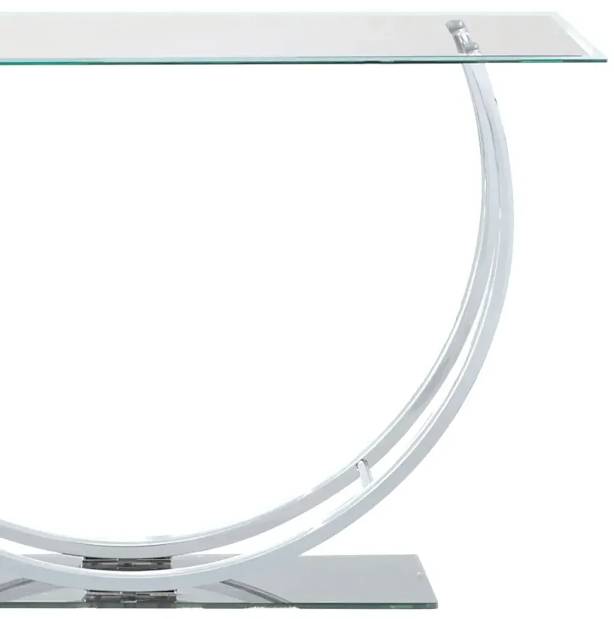 Contemporary U Shape Glass Tabletop Sofa Table, Silver-Benzara