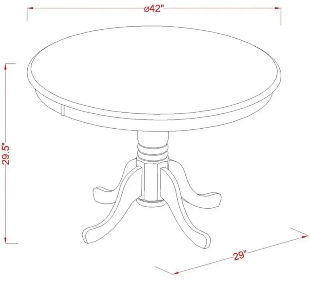 5 Piece Kitchen Table & Chairs Set Contains a Round Dining Table with Pedestal