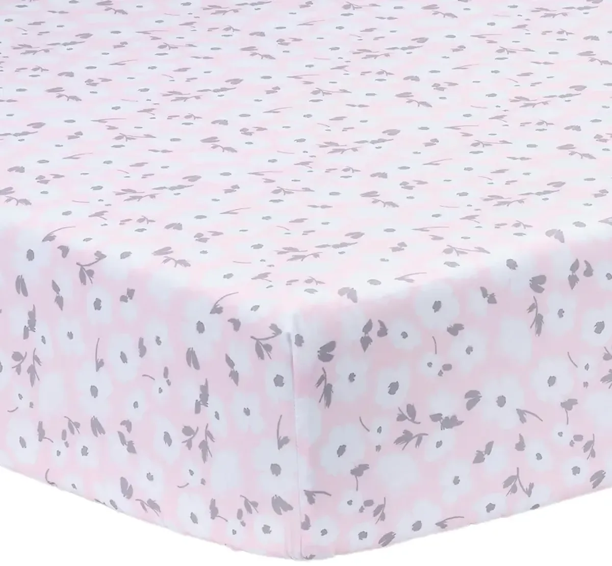 Bedtime Originals Floral Pink/Gray 2-Pack Fitted Crib/Toddler Sheet Set- Flower