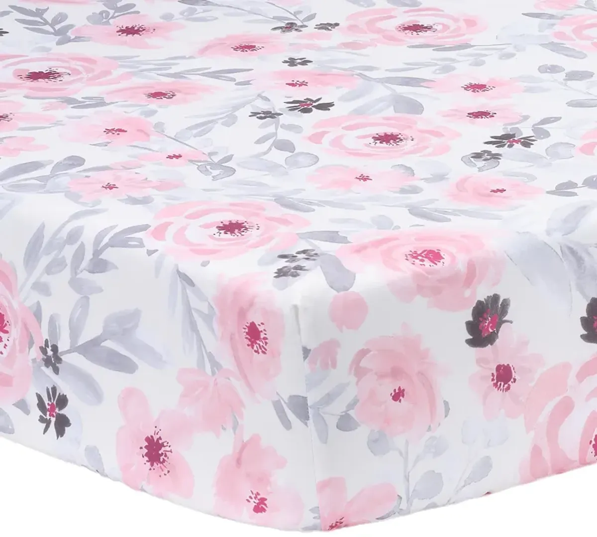 Bedtime Originals Floral Pink/Gray 2-Pack Fitted Crib/Toddler Sheet Set- Flower