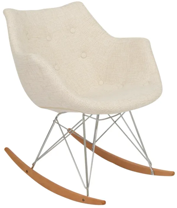 LeisureMod Willow Twill Fabric Eiffel Rocking Chair