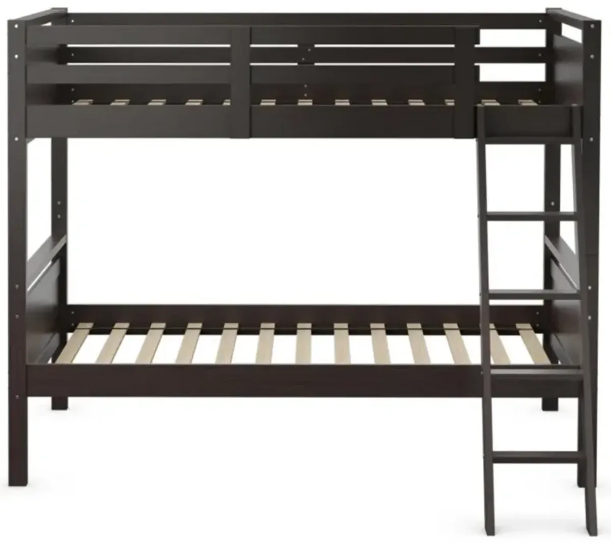 Hivvago Twin Over Twin Bunk Bed Convertible 2 Individual Beds Wooden-Espresso