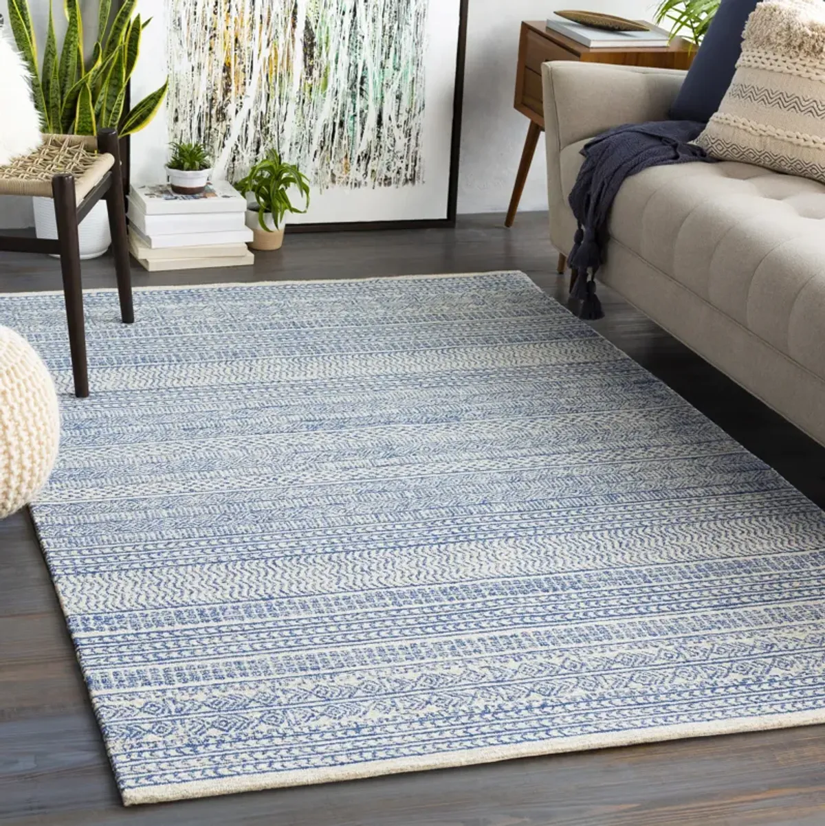 Maroc MAR-2304 4' Round Blue Rug