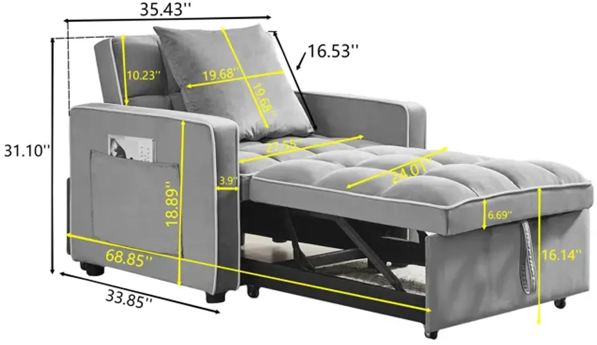 Three-in-one sofa bed chair folding sofa bed adjustable back into a sofa recliner single bed adult modern chair bed