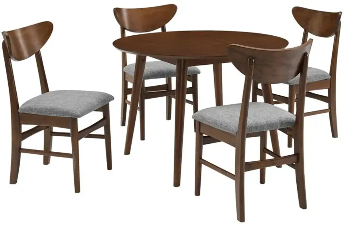 Landon 5Pc Round Dining Set Mahogany - Table & 4 Wood Back Chairs