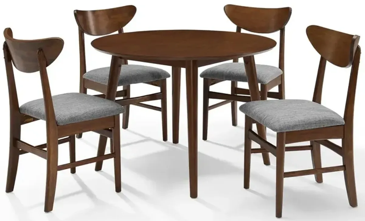 Landon 5Pc Round Dining Set Mahogany - Table & 4 Wood Back Chairs