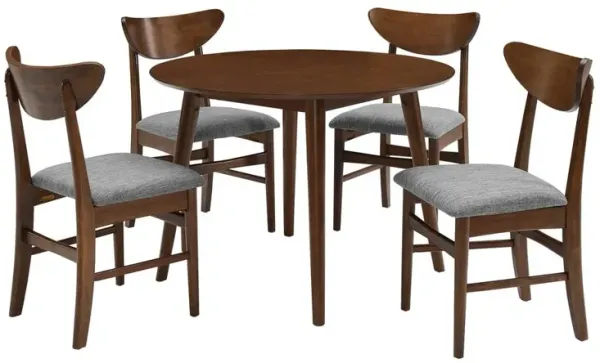 Landon 5Pc Round Dining Set Mahogany - Table & 4 Wood Back Chairs
