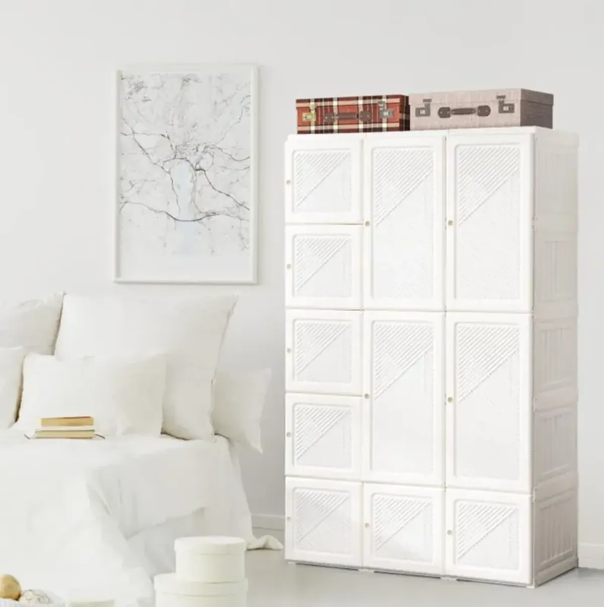 Hivvago Foldable Armoire Wardrobe Closet with 8/10/12 Cubes