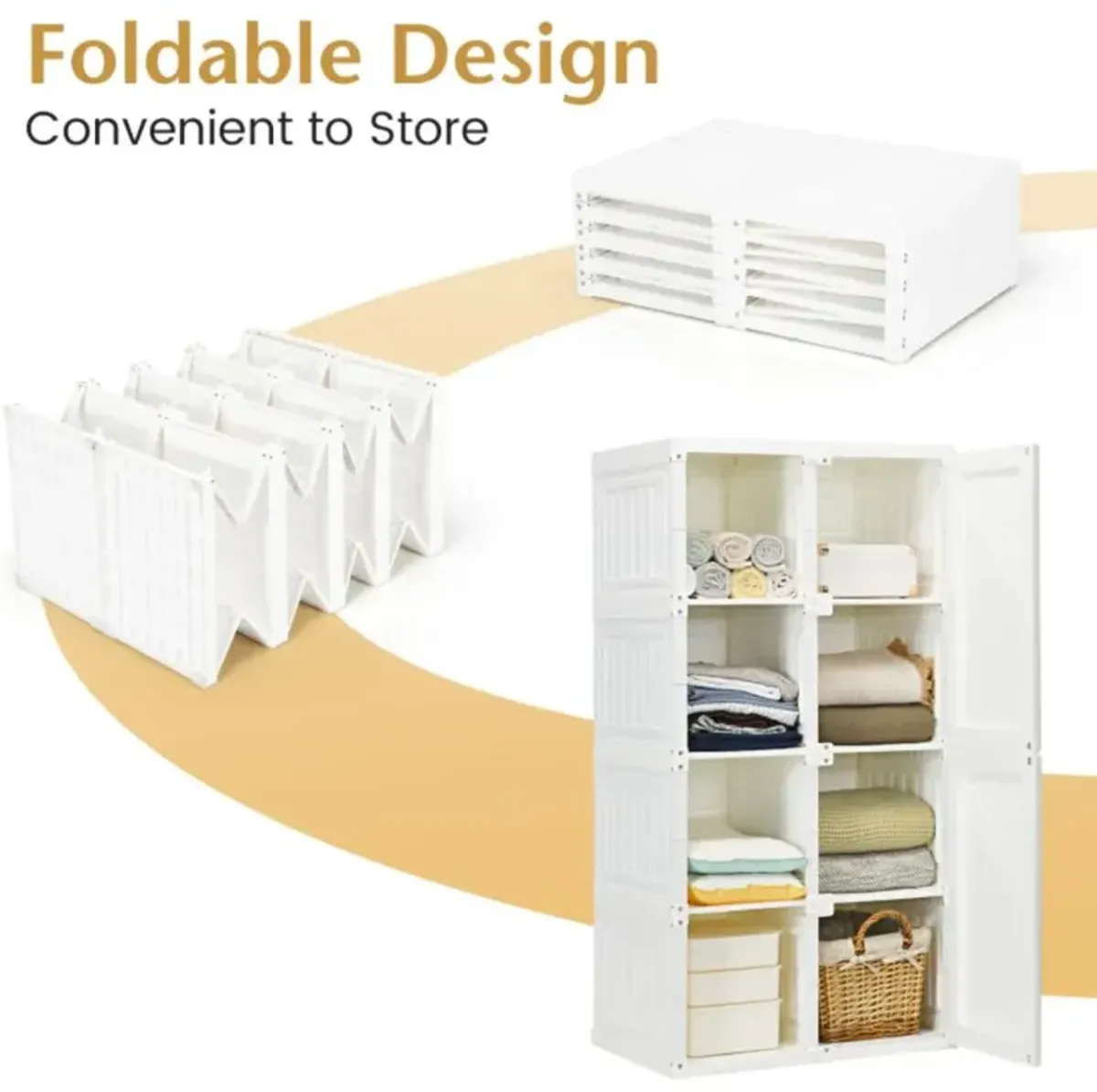 Hivvago Foldable Armoire Wardrobe Closet with 8/10/12 Cubes