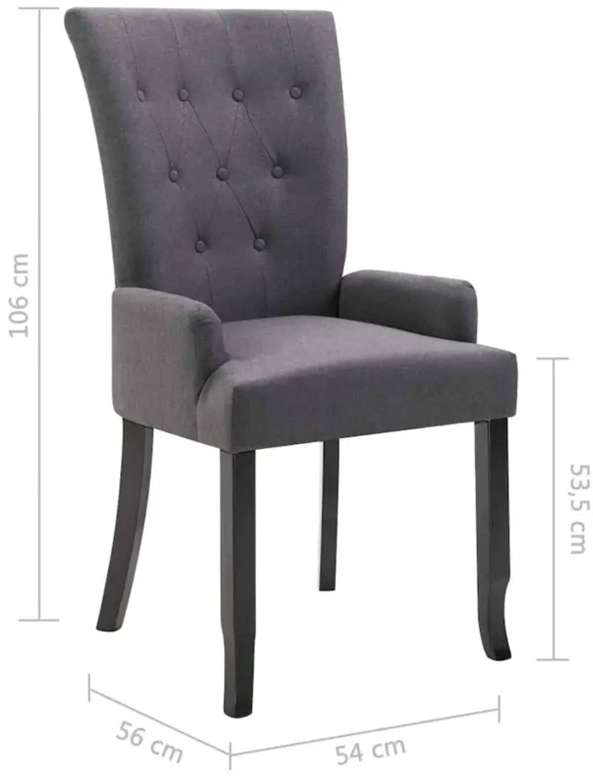 Dining Chair with Armrests Dark Gray Fabric