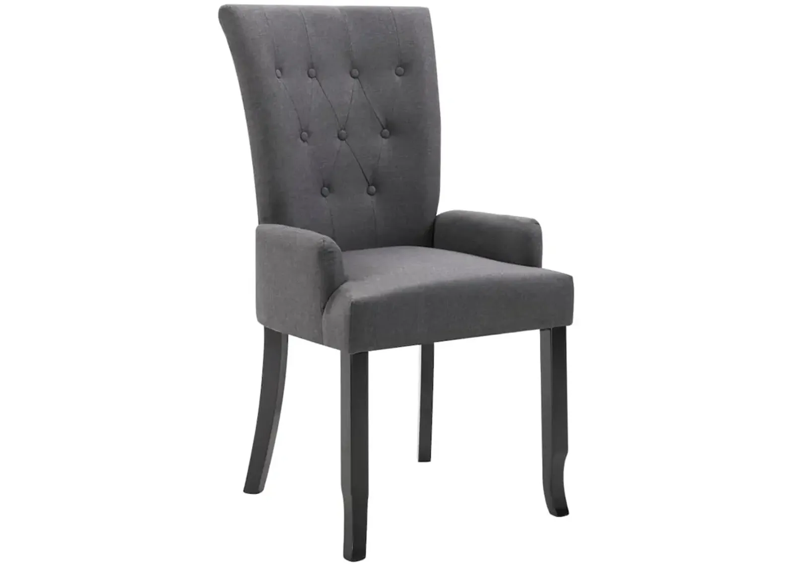 Dining Chair with Armrests Dark Gray Fabric