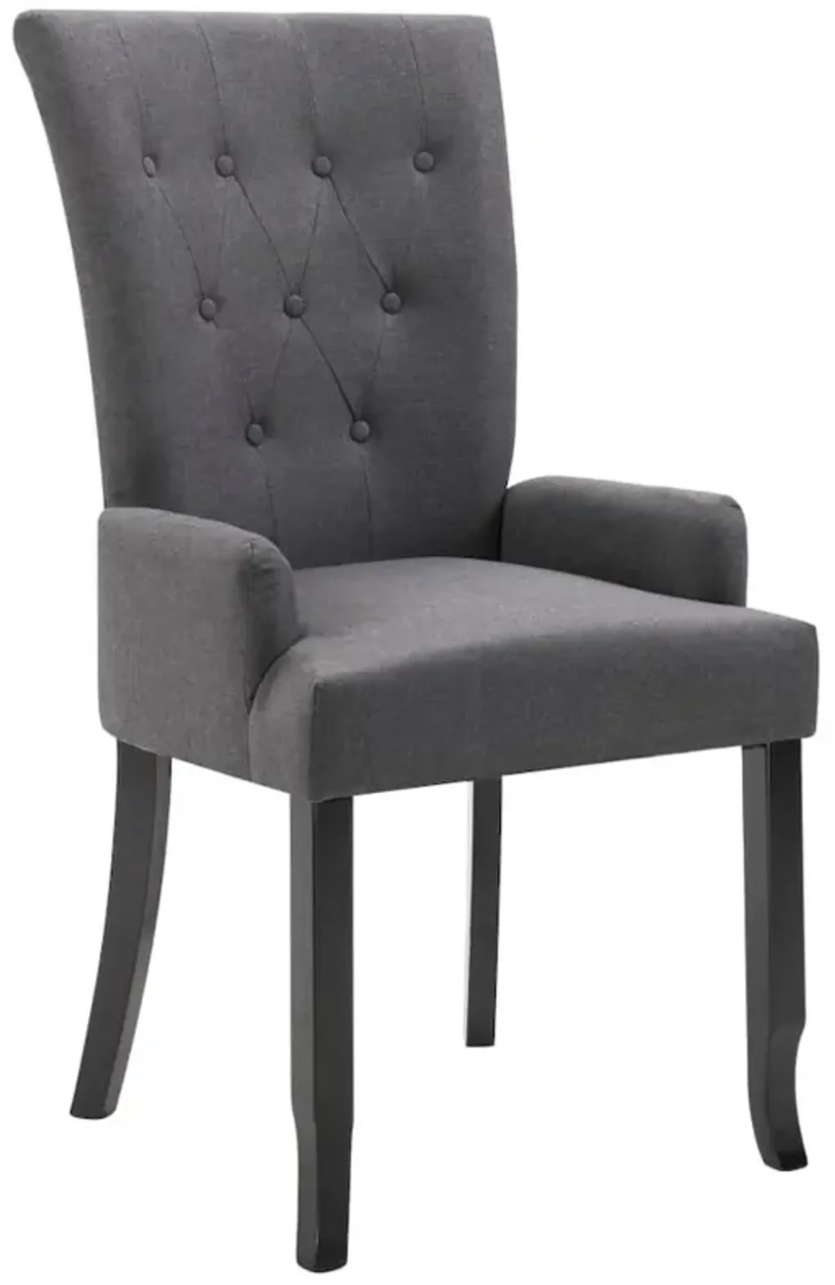 Dining Chair with Armrests Dark Gray Fabric