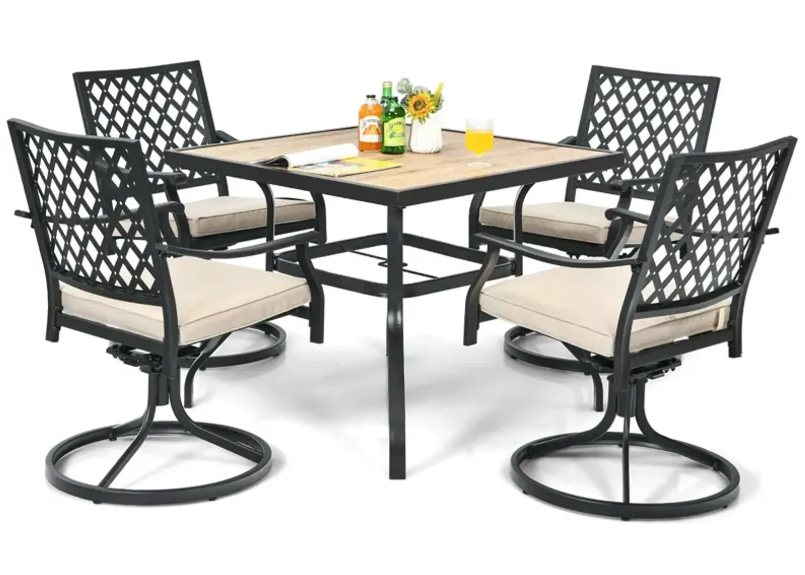 5-Piece Outdoor Patio Dining Set with Soft Cushions